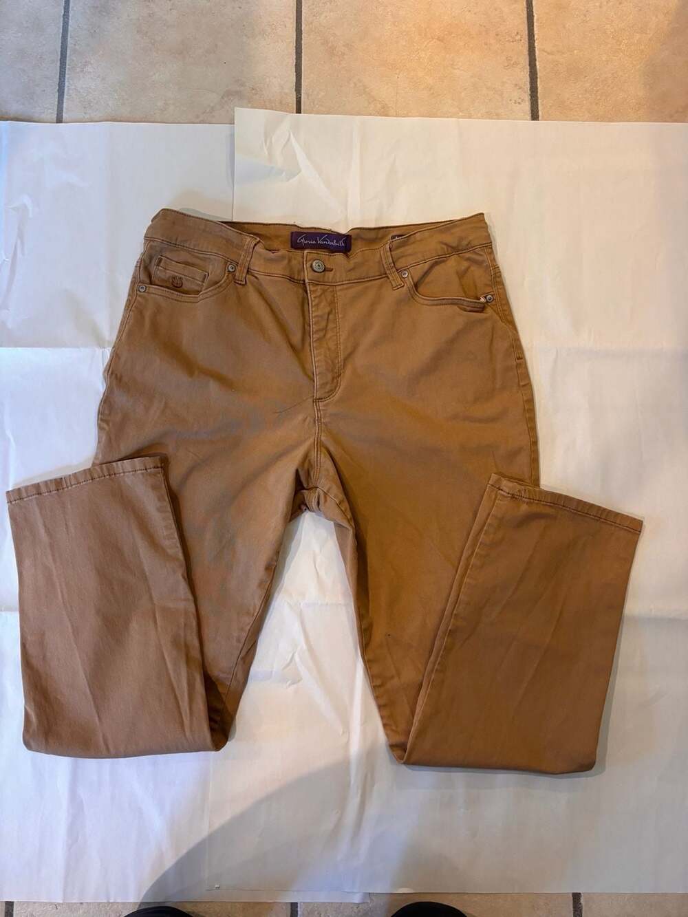 Gloria Vanderbilt Amanda 2.0 Slim Leg Brown Pants Size 14